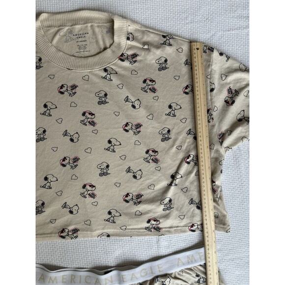 American Eagle Peanuts Snoopy Pajama Set Size XXL Heart Valentine Love Cozy Prep - Picture 7 of 13